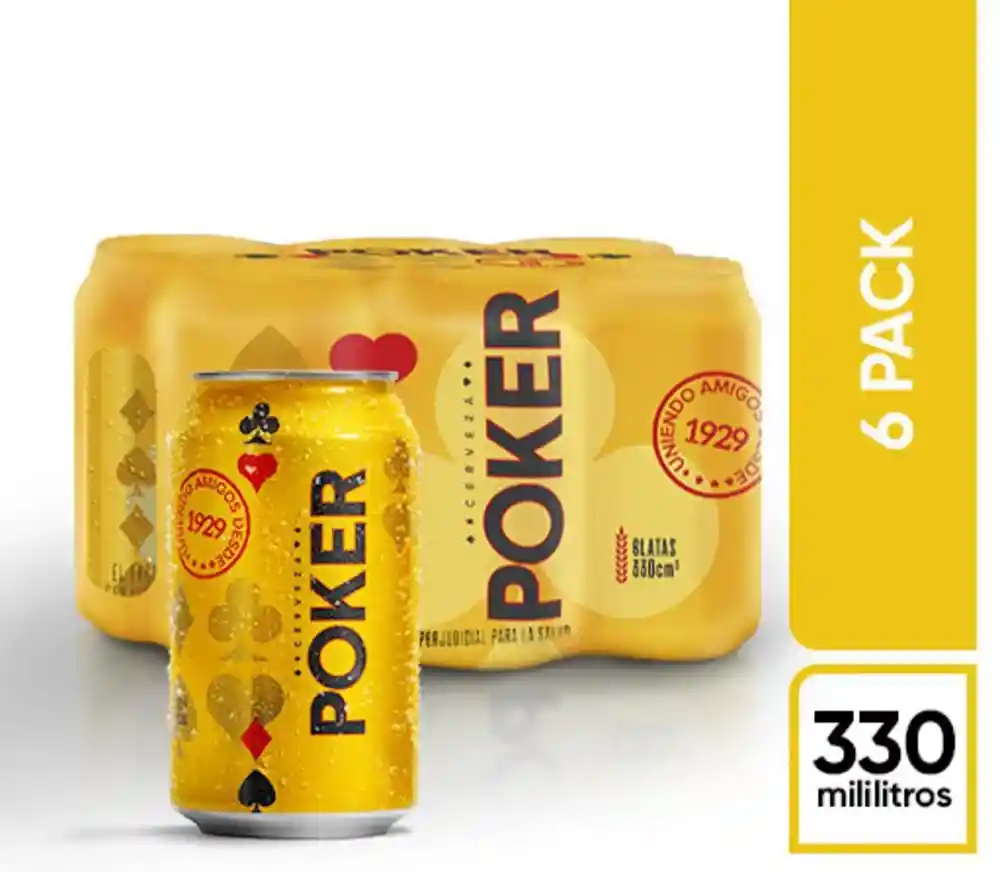 Sixpack De Cerveza Poker En Lata
