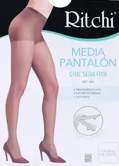 Media Velada Pantalon Seda Fria Color Natural Talla L Marca Ritchi