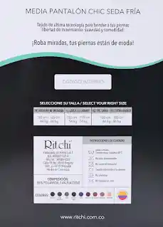 Media Velada Pantalon Seda Fria Color Negro Talla L Marca Ritchi