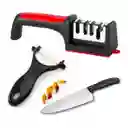 Ayudante De Cocina 3 En 1 Afilador Pela Papas Cuchillo