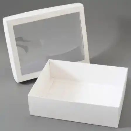 Caja Base Y Tapa Blanca Con Acetato 23x18x6.5