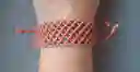 Pulsera De Macramé Hecha A Mano/ Pieza Única, Pulsera Diagonal - Esencia Salmón-rojo