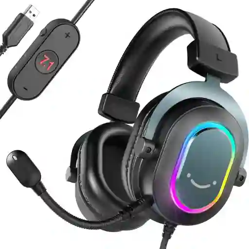 Fifine H6 Auriculares Gamer Rgb Usb Color Negro