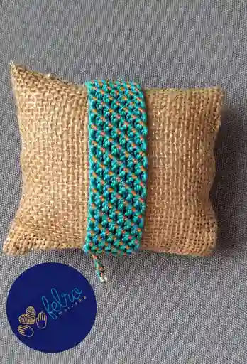 Pulsera De Macramé Hecha A Mano/ Pieza Única, Pulsera Diagonal -miel Silvestre