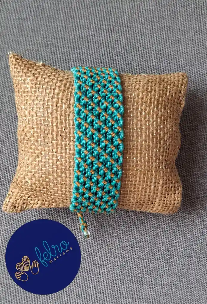 Pulsera De Macramé Hecha A Mano/ Pieza Única, Pulsera Diagonal -miel Silvestre