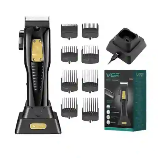 Maquina De Motilar Vgr V-651 Recargable Con Base De Carga Y Pantalla