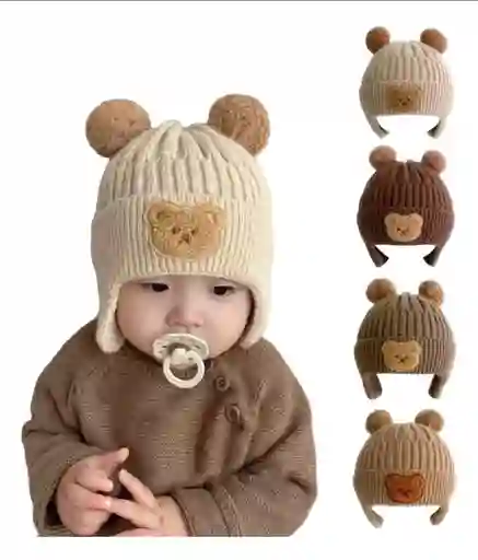 Gorro Gorrito Termico Osito Rosa Para Bebe Tapa Orejas