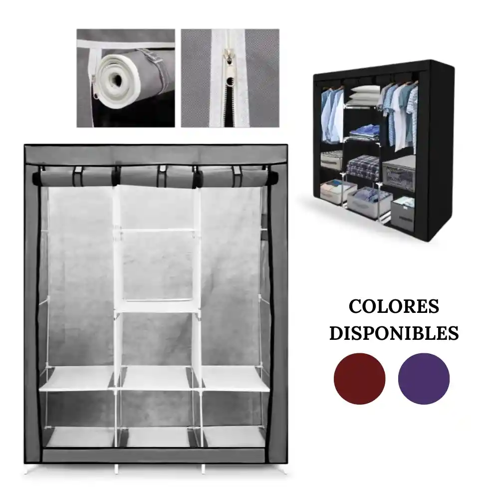 Closet Armario Plegable De Tela 3 Puertas Portátil Yh88130