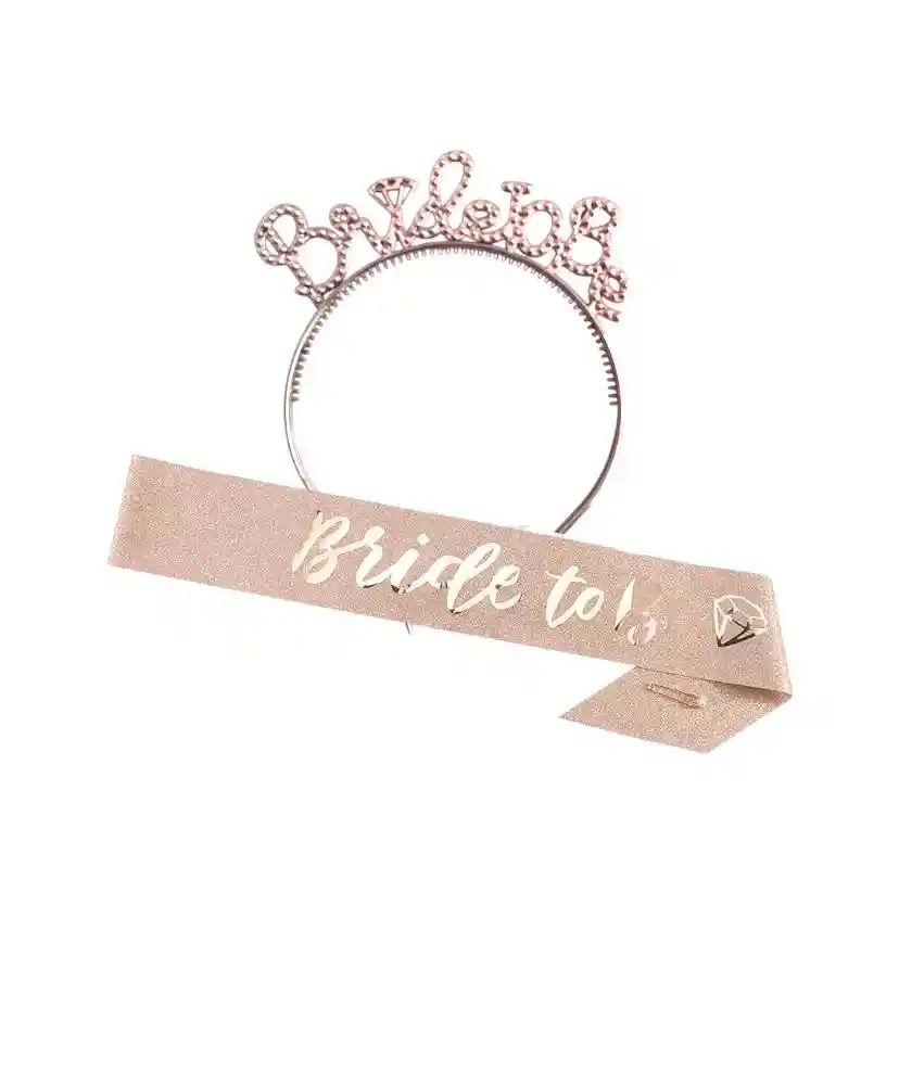 Diadema Con Banda Bride To Be Oro Rosa