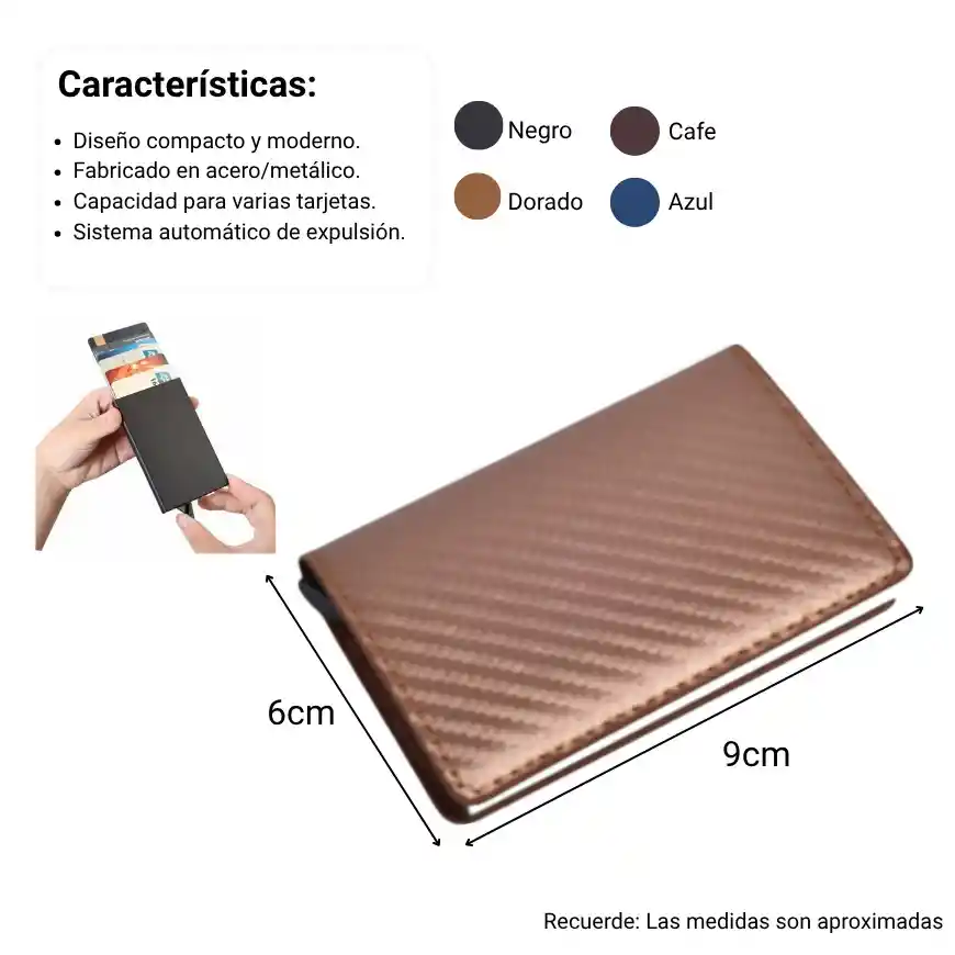 Tarjetero Billetera Acero Dim:6x9