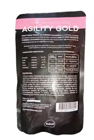 Agility Gold Sobres Cachorro Trozos De Cordero 100 Gr