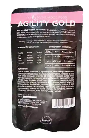 Agility Gold Sobres Cordero 100gr