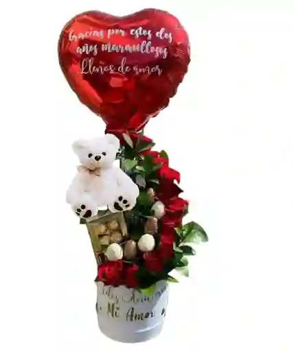 Ramo Rosas Y Oso Aniversario Cumpleaños Amor Y Amistad