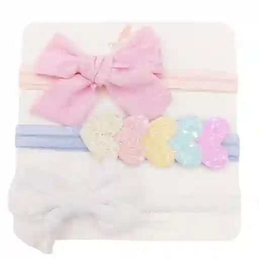Set De 3 Balacas / Cintillos Para Bebé – Hechos A Mano | Moños Y Corazones Mágicos