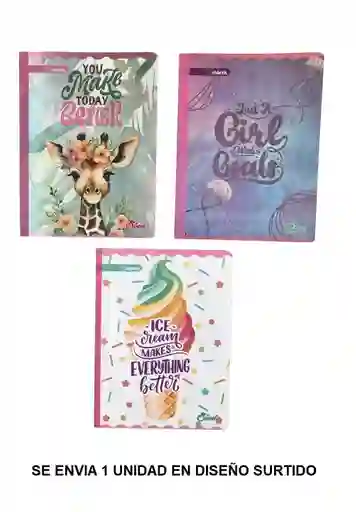 Cuaderno Cosido Rayado Para Niña Con Stickers 100 Hojas