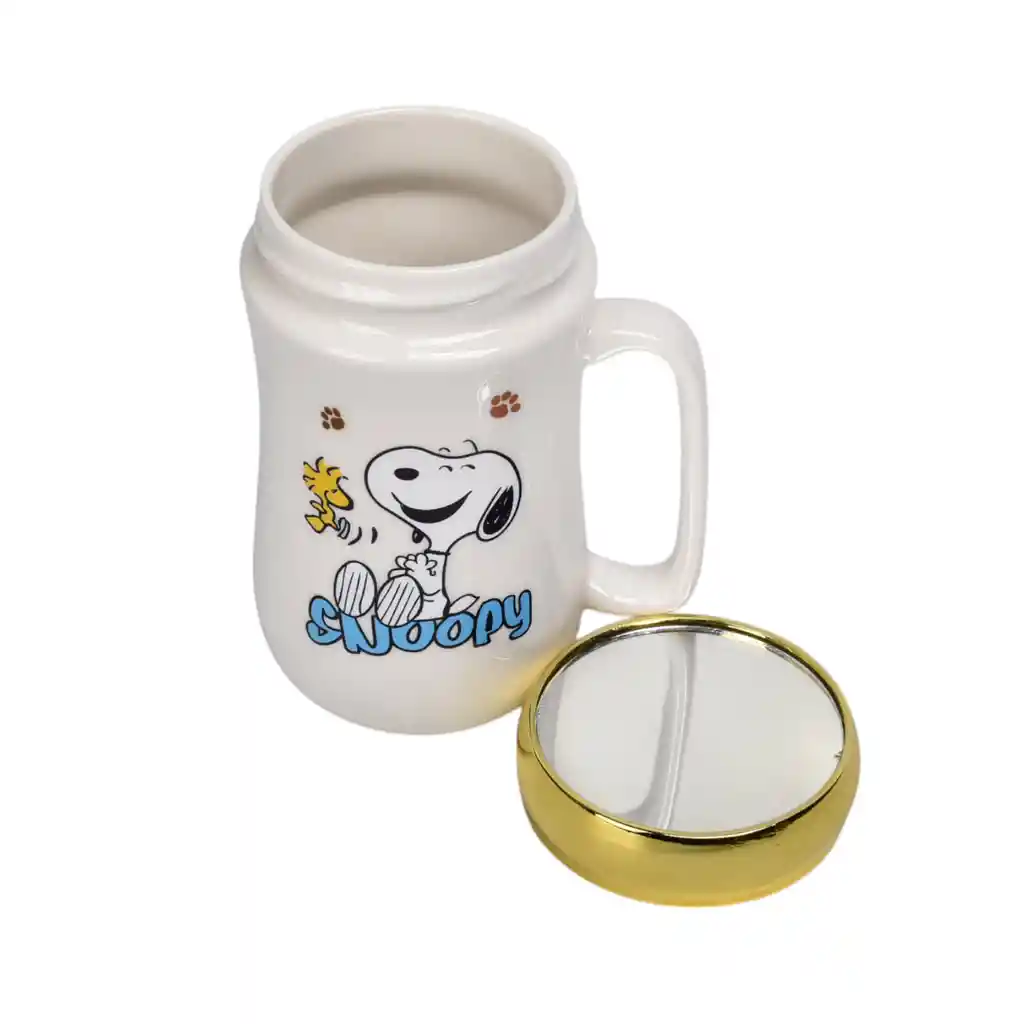 Mug Pocillo Ceramica Con Tapa Espejo Personaje 400ml Dim:7x7x13