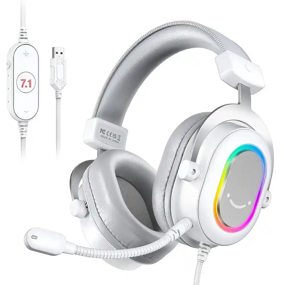 Fifine H6 Auriculares Gamer Rgb Usb Color Blanco