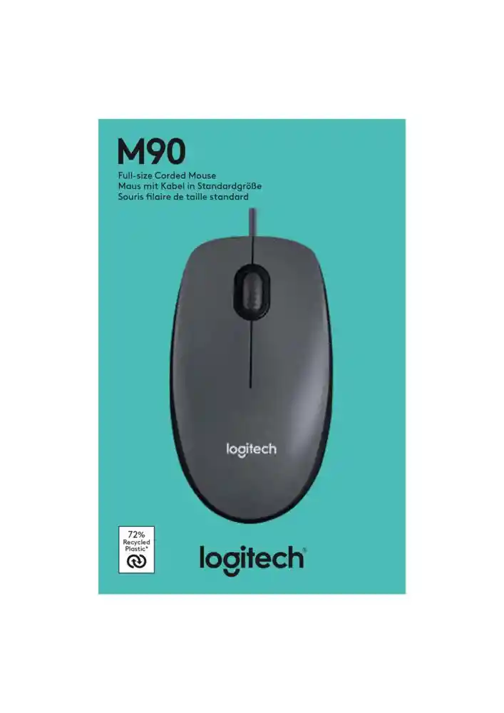 Mouse Óptico Usb Logitech M90 / Cómodo Diseño Ambidiestro