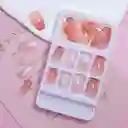 Uñas Postizas Profesionales Decoradas Medianas Gel Polish X12 Unds