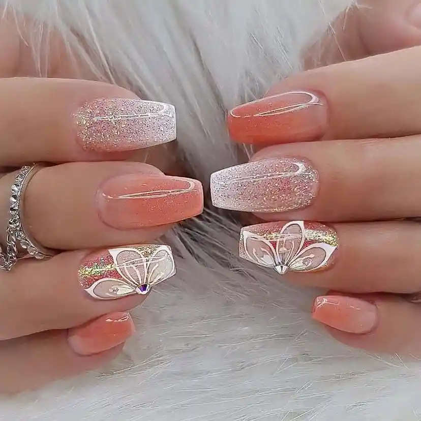 Uñas Postizas Profesionales Decoradas Medianas Gel Polish X12 Unds