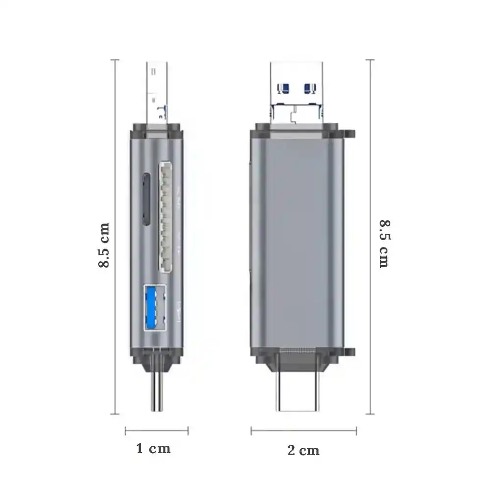 Adaptador Convertidor Multipuerto 6 En 1 Tipo C Usb Lightning A Sd Micro Sd Usb