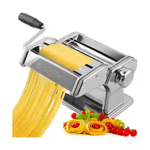 Maquina Hacer Pasta Manual Rollera Spaguetti Ajusta Espesor Color Blanco