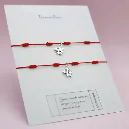 Set De Dos Pulseras Rompecabezas Corazón