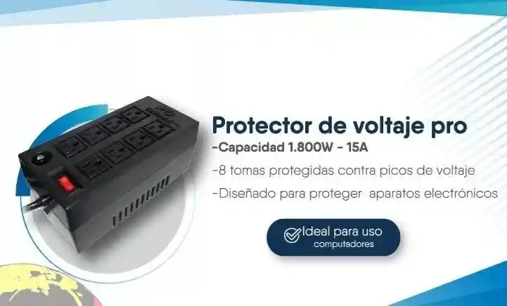 Protector De Voltaje Pro 8 Salidas Protegidas-aparatos Electronicos 1800w Reales
