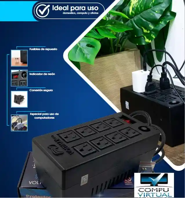 Protector De Voltaje Pro 8 Salidas Protegidas-aparatos Electronicos 1800w Reales