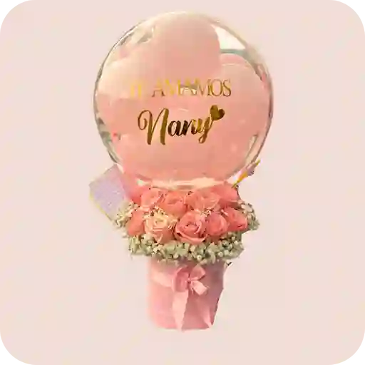 Sembrado Cumpleaños De 15 Rosas + Globo Premium + Tarjeta
