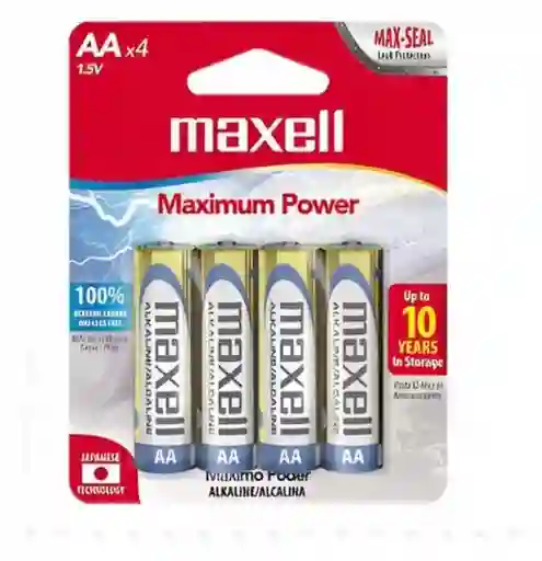 Pila Batería Alcalina Aa Paq X 4 Unds Maxell -