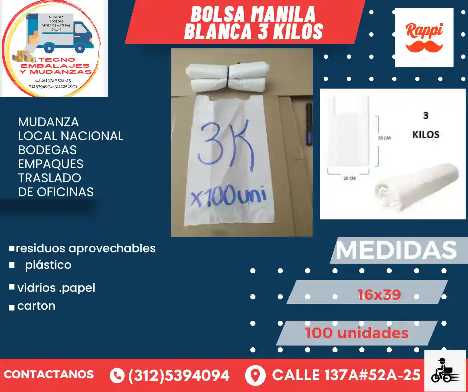Bolsa 3 Kilos Blanca