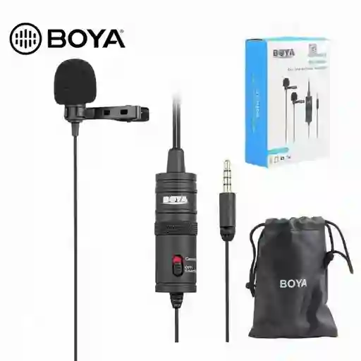 Microfono De Solapa Alambrico Boya By-m1 Entrada 3.5 Mm + Adapatador Jack 6.5 Mm