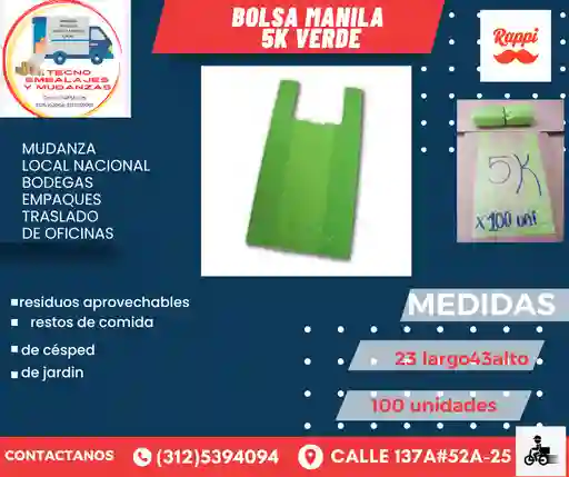 Bolsa 5 Kilos Verde Manija