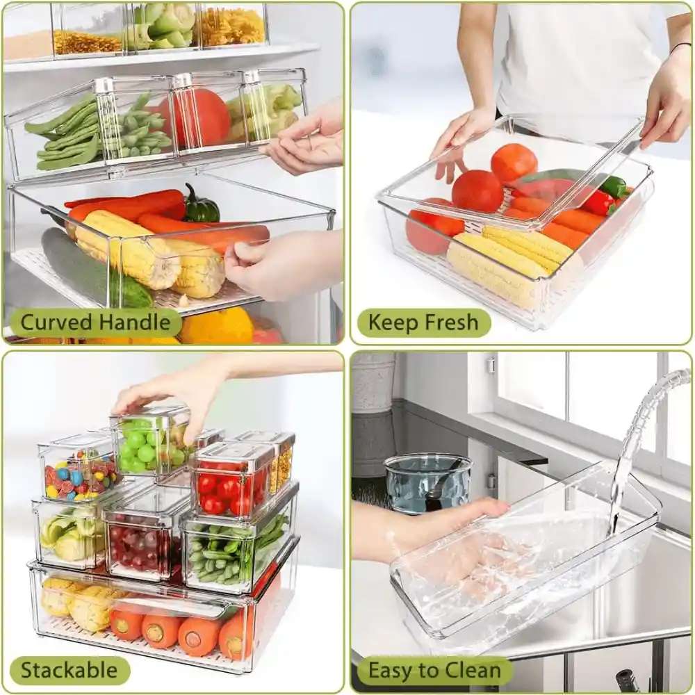 Organizador Nevera Cocina Juego De 10 Contenedores Con Tapa