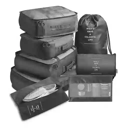 Organizador De Viaje Equipaje X8 Piezas Color Gris