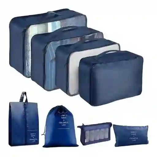Organizador Bolsas Viaje Maleta Equipaje 8 Piezas Azul