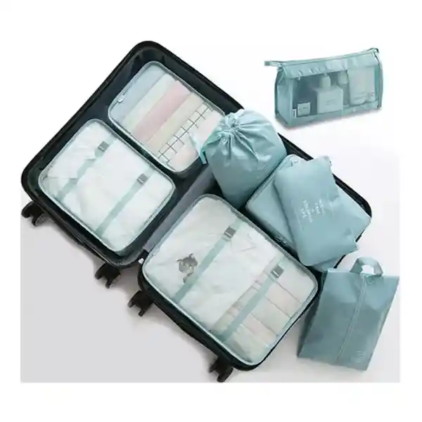 Organizador Bolsas Viaje Maleta Equipaje 8 Piezas Azul