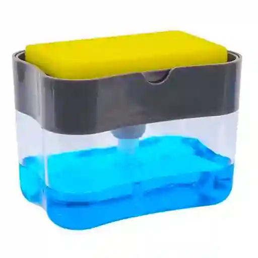 Dispensador De Jabón Lavaplatos Con Esponja Color Gris