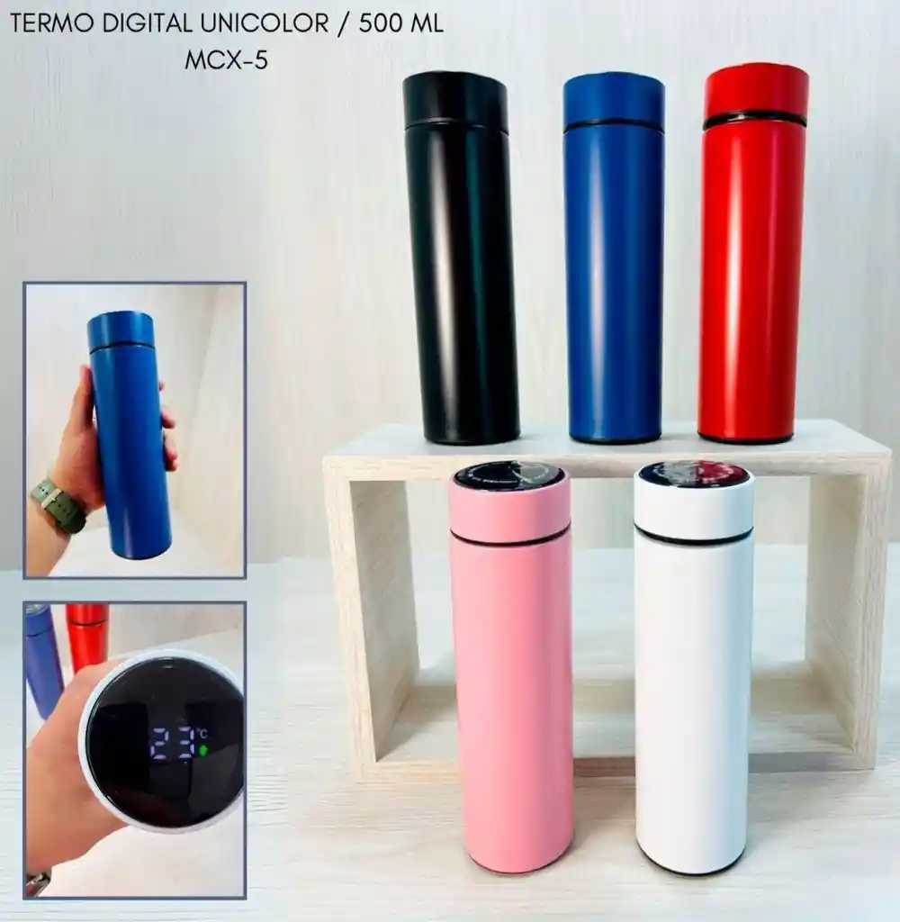 Termo Digital 500ml Rosado