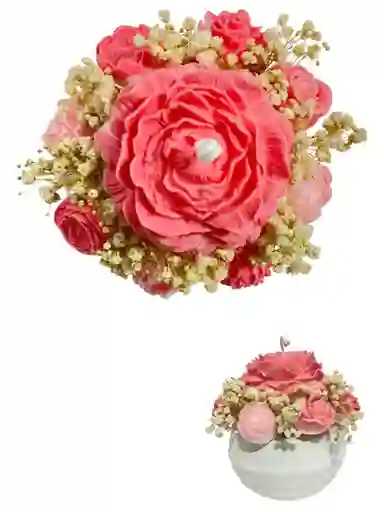 Jardin De Princesa - Ramo De Flores Pegonias Y Rosas En Vela - Regalos De Amor Y Amistad			