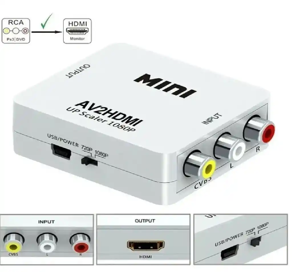 Caja Convertidor Mini Hdmi2av 5v 1 Puerto