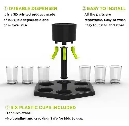 Dispensador De Licor Y Soporte De 6 Chupitos De Plástico