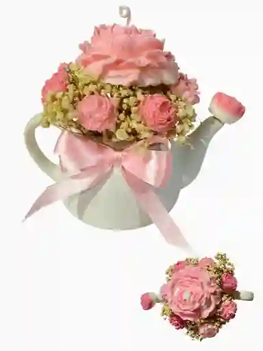 La Tetera Encantada - Ramo De Flores Pegonias Y Rosas En Vela - Regalos De Amor Y Amistad			