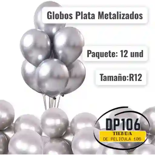 Globos Plata Metalizados 12 Und