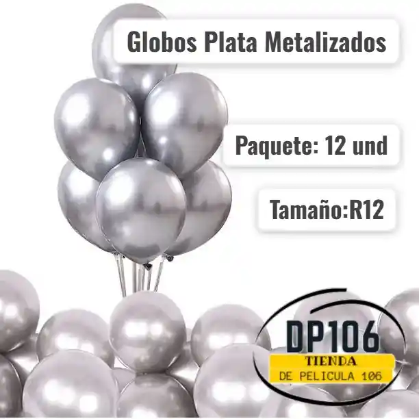 Globos Plata Metalizados 12 Und