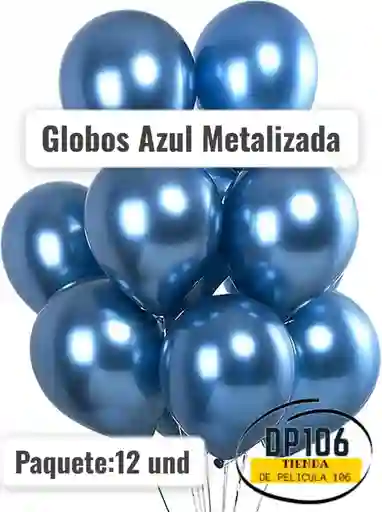 Globos Azul Metalizados 12 Und
