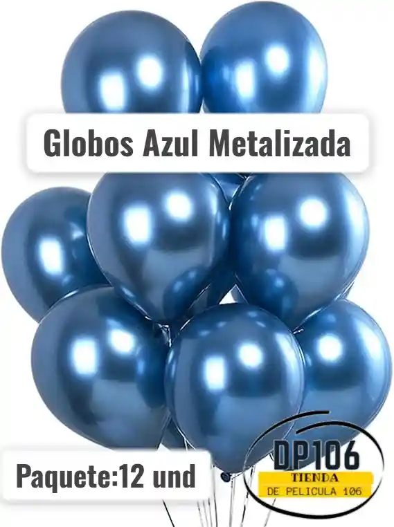 Globos Azul Metalizados 12 Und