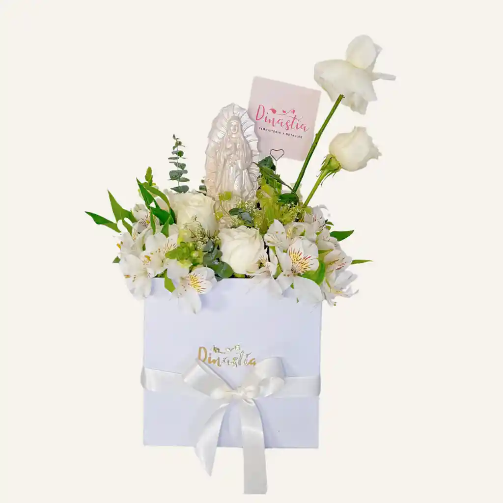 Caja De Lujo Con Virgen Y Rosas De Exportación. Espiritual