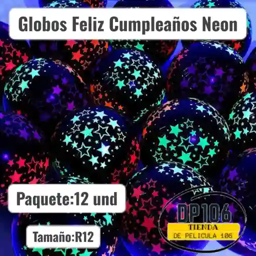 Globos Feliz Cumpleaños Neon 12 Und